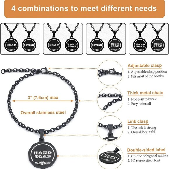 Mason Jar Soap and Lotion Dispenser Set with 2 in 1 Non-Slip Coaster, (Black) - Picture 5 of 7